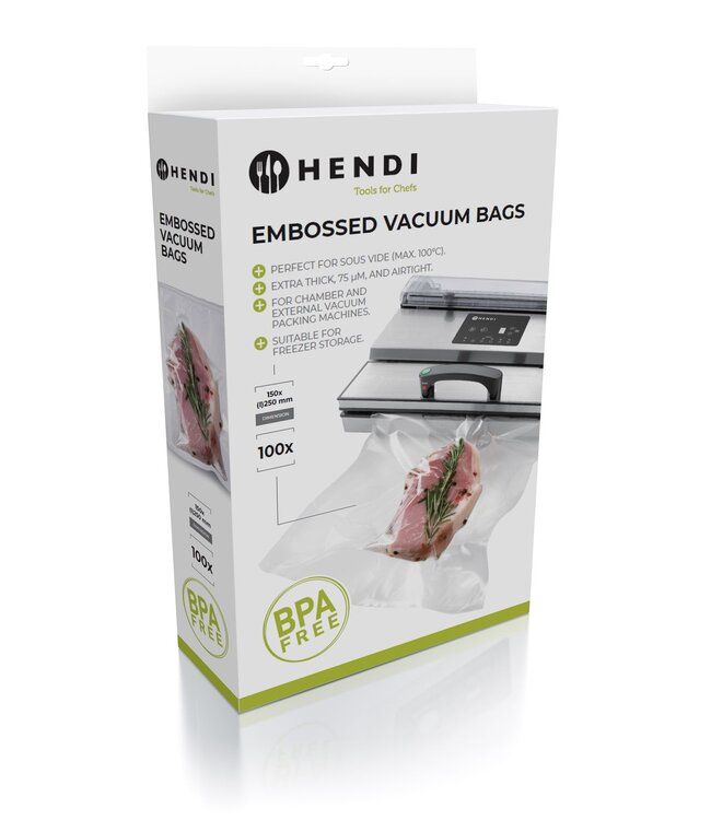 Vacumeerzak 150x250 mm (bxl) met relief -20° tot +100°C - Hendi | prijs & verp per 100 stuks