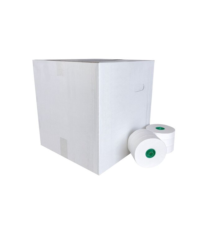 Toiletpapier 2-laags met dop cellulose wit 100 mtr | prijs & verp per 36 rol