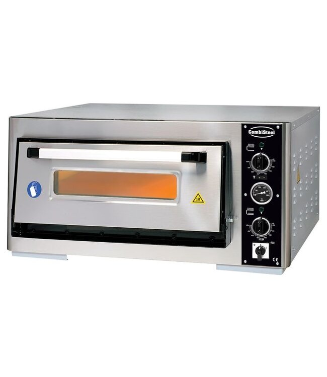 Pizzaoven 890x1100x430 mm (bxdxh) 6kW/400V 6x Ø30 cm met 1 kamer met raam + verlichting  - Combisteel