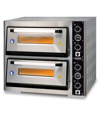 Combisteel Pizzaoven 890x810x760 mm (bxdxh) 10kW/400V 4+4x Ø30 cm met 2 kamers met raam + verlichting - Combisteel