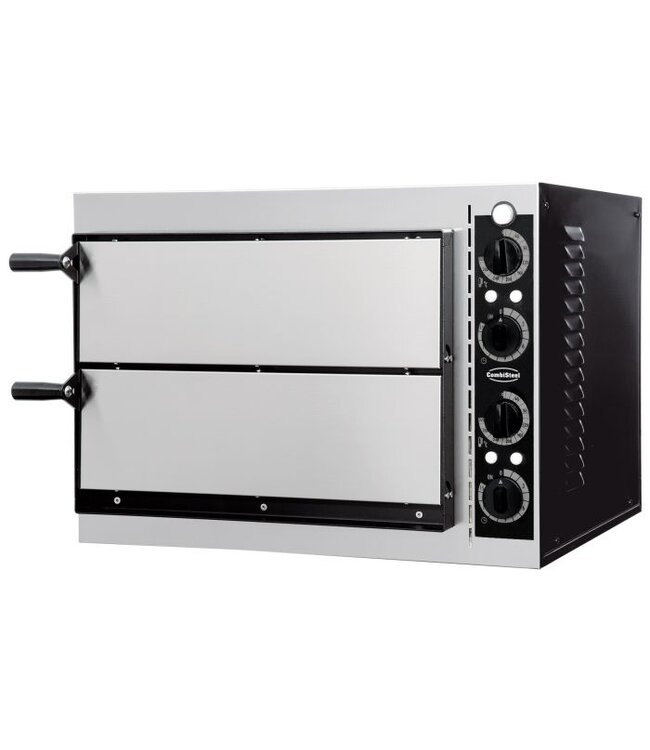 Pizzaoven 568x500x430 mm (bxdxh) 2,4kW/230V 1+1x Ø32 cm met 2 kamers - Combisteel
