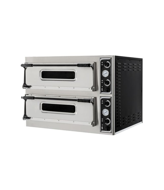 Pizzaoven 1365x968x745 (bxdxh) 18kW/400V 6+6x Ø35 cm 2 kamers Basic XL 66 - Hendi