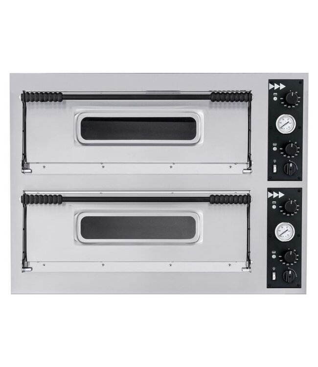 Pizzaoven 1365x968x745 (bxdxh) 18kW/400V 6+6x Ø35 cm 2 kamers Basic XL 66 - Hendi