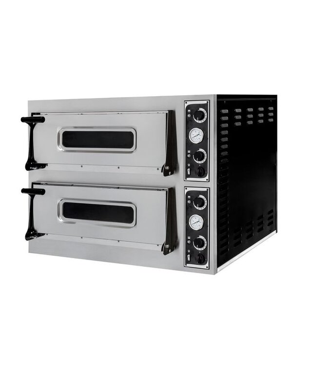 Pizzaoven 975x930x742 (bxdxh) 9,4kW/400V 4+4x Ø32 cm 2 kamers Basic 44 - Hendi