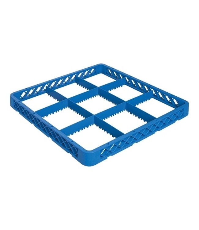 Vaatwaskorf opzetrand extra 9 comp. 50x50x4,5 cm max Ø150 mm blauw - CaterRacks