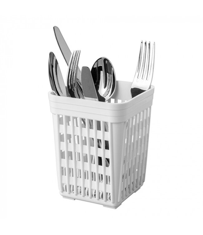 Bestekbeker 11x11x(h)14 cm wit kunststof