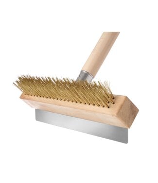 Hendi Pizzaovenborstel 260 mm / 93 cm messing haar met schraper