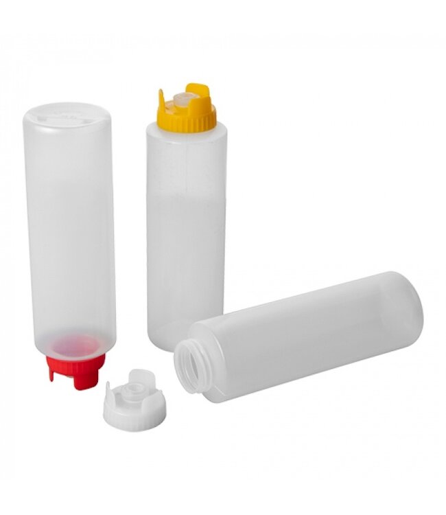 Doseer knijpfles 36 cl  met gele  dop en non-drip doseersysteem en maatverdeling