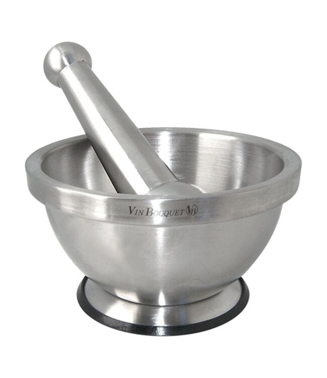 Vijzel Ø155x(h)85 mm met stamper - Roestvrijstaal