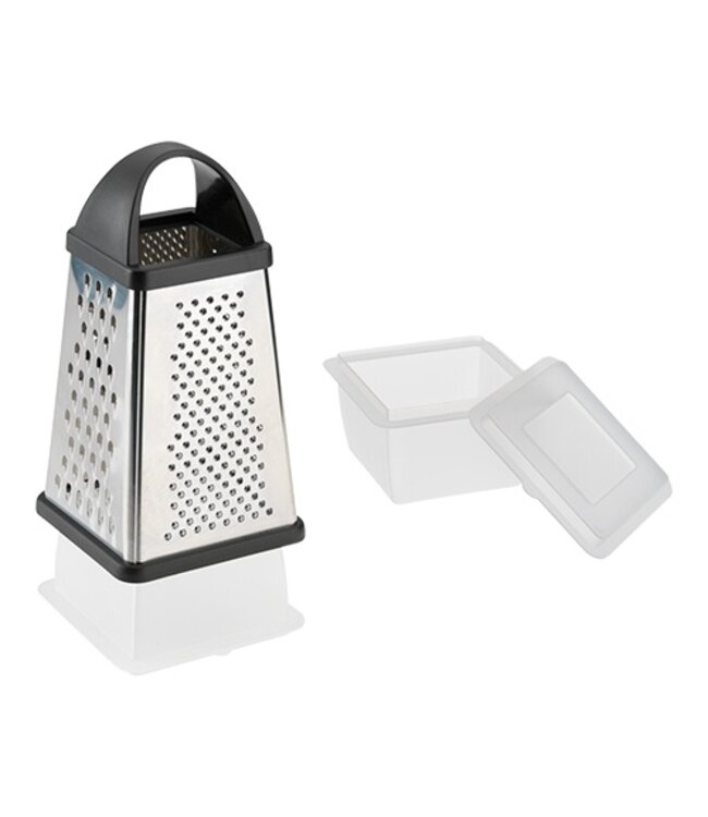 Rasp 4 raspzijden voor het schaven, snijden, snipperen en raspen, inclusief opvangbak met deksel (8 cm H)