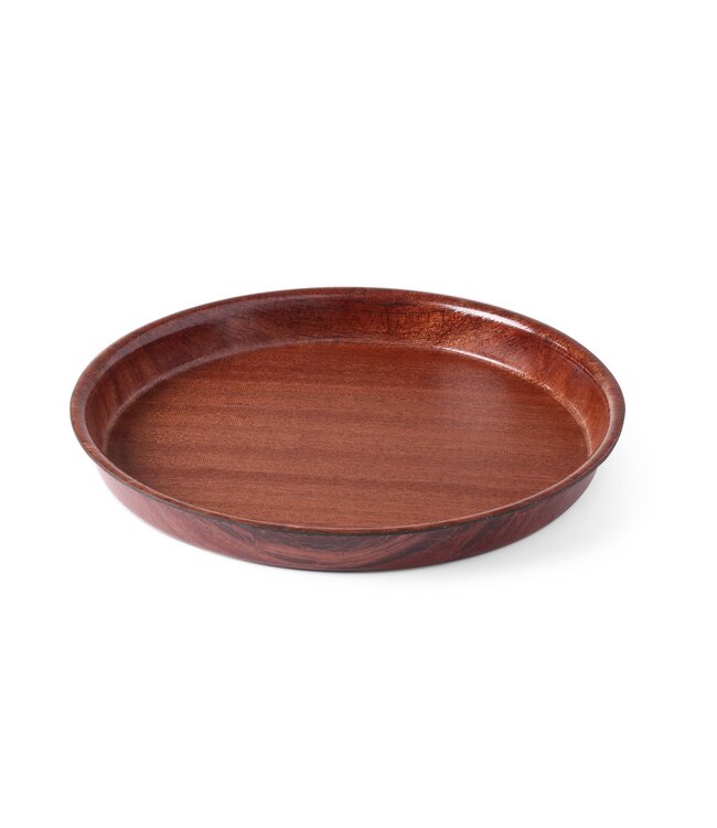 Dienblad Ø360x(h)30 mm anti-slip bruin Woodform - Hendi