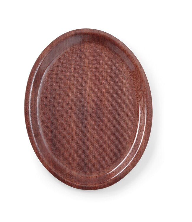 Dienblad 290x210 mm ovaal anti-slip bruin Woodform - Hendi