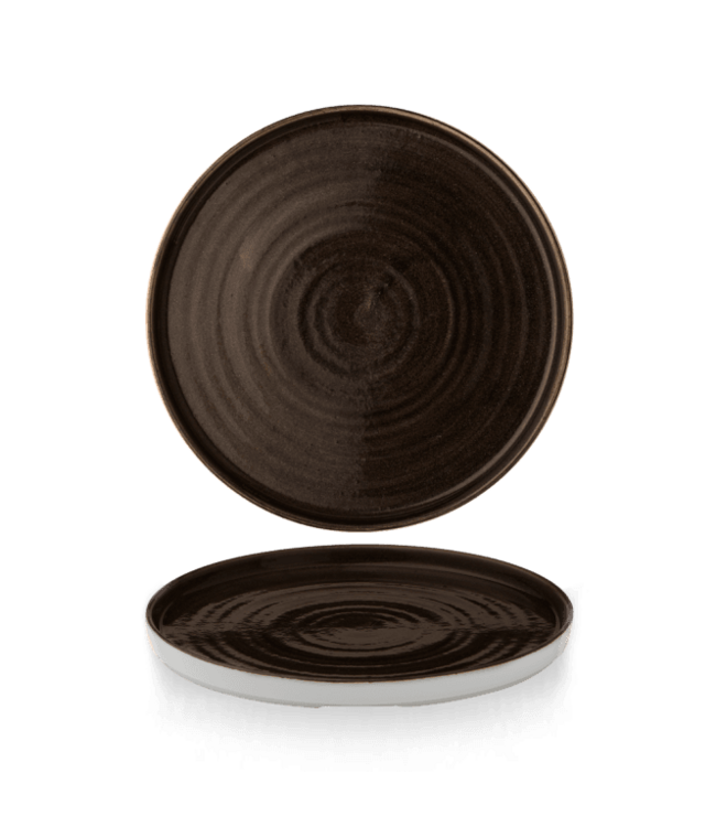 Bord 260 mm opstaande rand Stonecast Patina Iron Black - Churchill | prijs & verp per 6 stuks