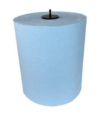 M/EP Handdoekrol 150 mtr x 21 cm 2-laags blauw cellulose Matic | prijs & verp per 6 rol