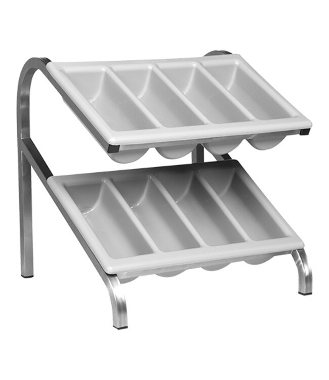 Bestekuitgifte unit 2 etages grijs / roestvrijstaal