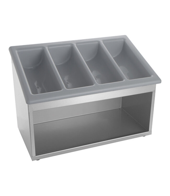 Bestekuitgifte unit met servettenstandaard grijs / roestvrijstaal