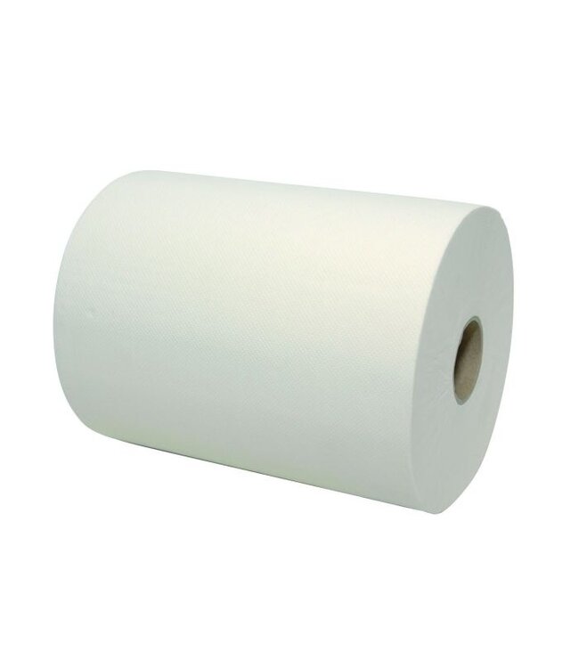Handdoekrol 165 mtr x 18,1 cm 2-laags wit cellulose Mini Matic| prijs & verp per 6 rol