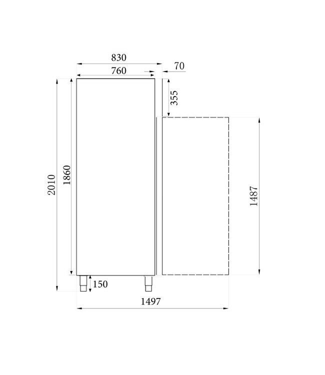 Koelkast 1410 ltr bruto 1480x830x2010 mm (bxdxh) RVS Standard Line - Combisteel