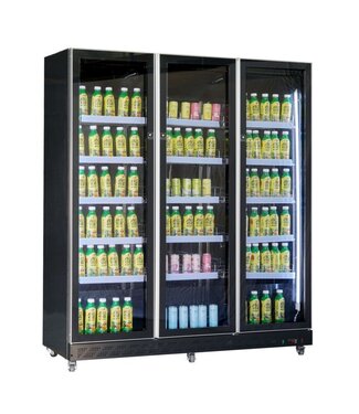 Combisteel Koelkast 3 Glasdeuren Zwart 1680x600x1980 mm (bxdxh) - Combisteel