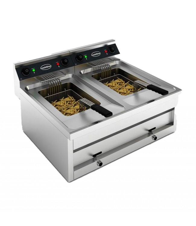 Friteuse 2x12L 2x6kW 800x700x328 mm (bxdxh) Elektrisch Tafelmodel - Combisteel