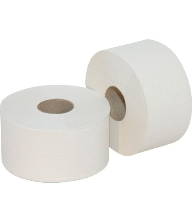 Toiletpapier 2-laags mini Jumbo cellulose wit 400 vel | prijs & verp per 12 rol