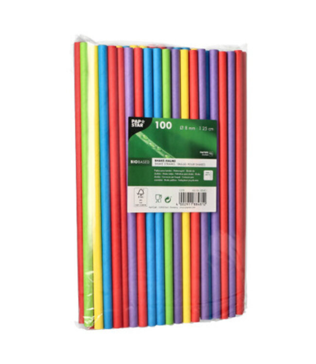 Milkshakerietje 250xØ80 mm assorti kleuren - Papstar | prijs & verp per 1.200 stuks