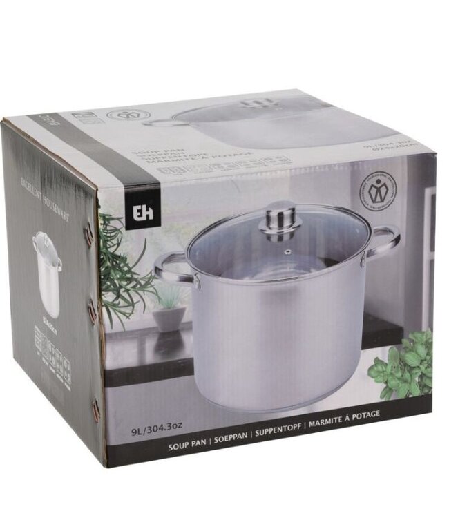Kookpan 24 cm rvs 9 ltr met deksel