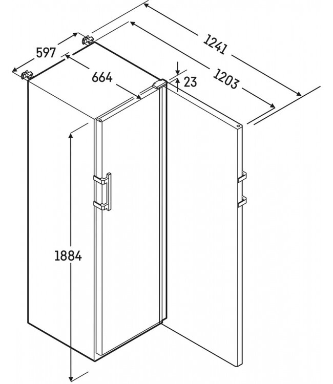 Medicijnkoelkast 394/297 ltr (br/netto inh.) 597x654x1884 mm (bxdxh) +5°C HMFvh 4001 - Liebherr