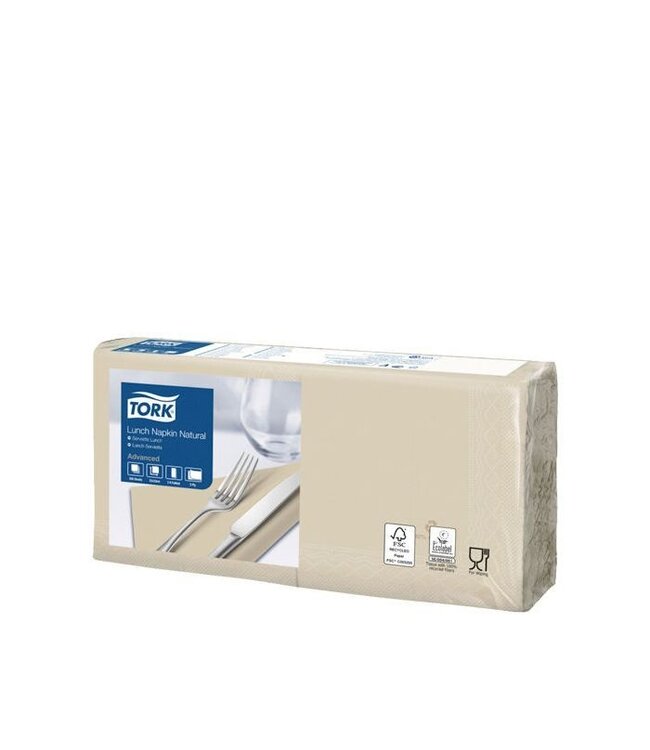 Servet 33x33 cm 2-laags gerecycled ongebleekt papier | prijs & verp per 2.000 stuks