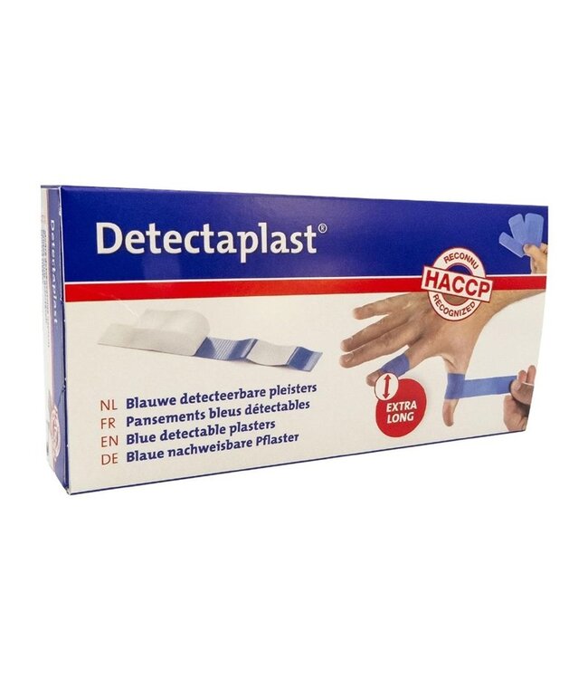 Pleister 18x2 cm waterdicht detecteerbaar blauw - Detectaplast | prijs & verp per 100 stuks