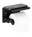 Toiletrolhouder met plank zwart - Staal