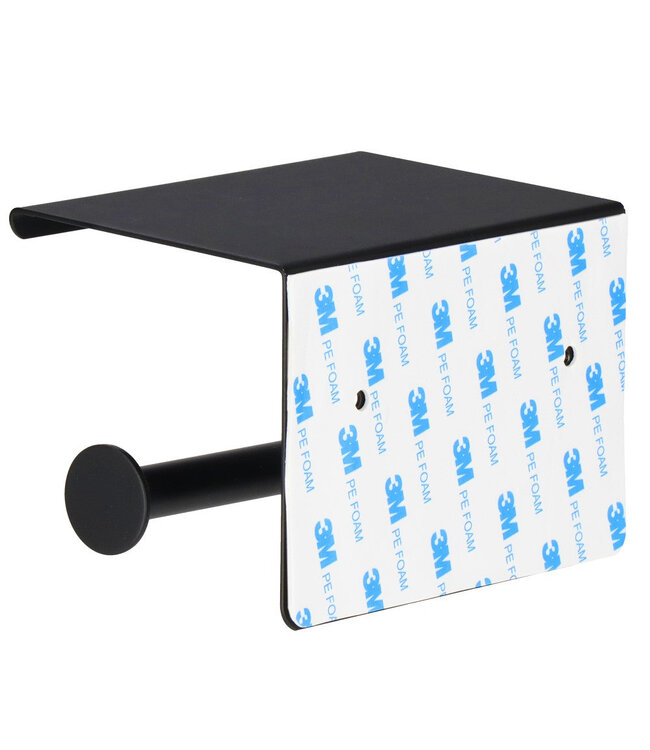 Toiletrolhouder met plank zwart - Staal