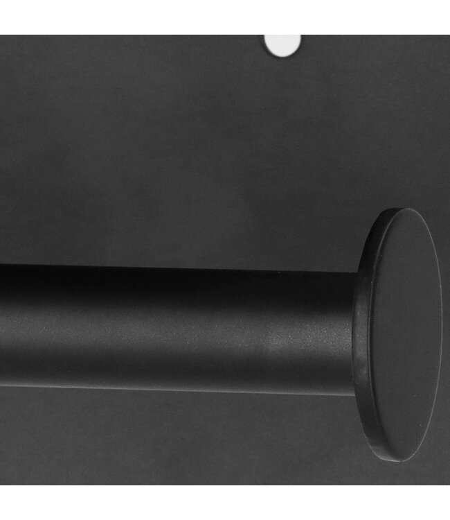 Toiletrolhouder met plank zwart - Staal