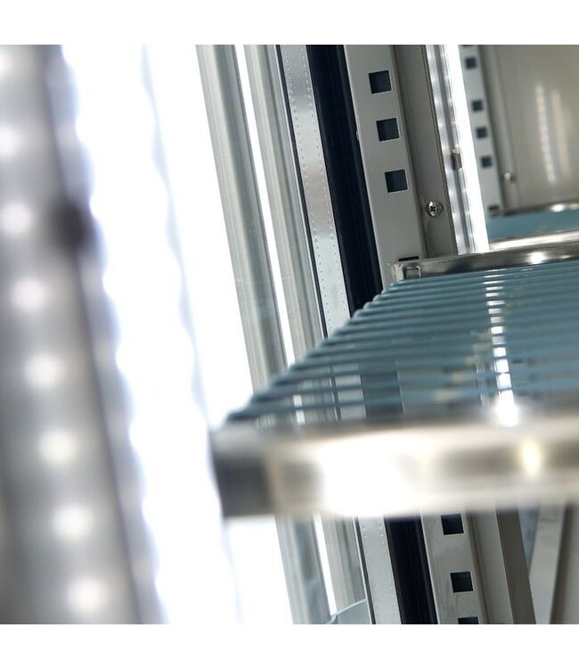 Koelwerkbank 223x70x86 cm (bxdxh) 2°C tot +10°­C 4 glasdeuren - Maxima