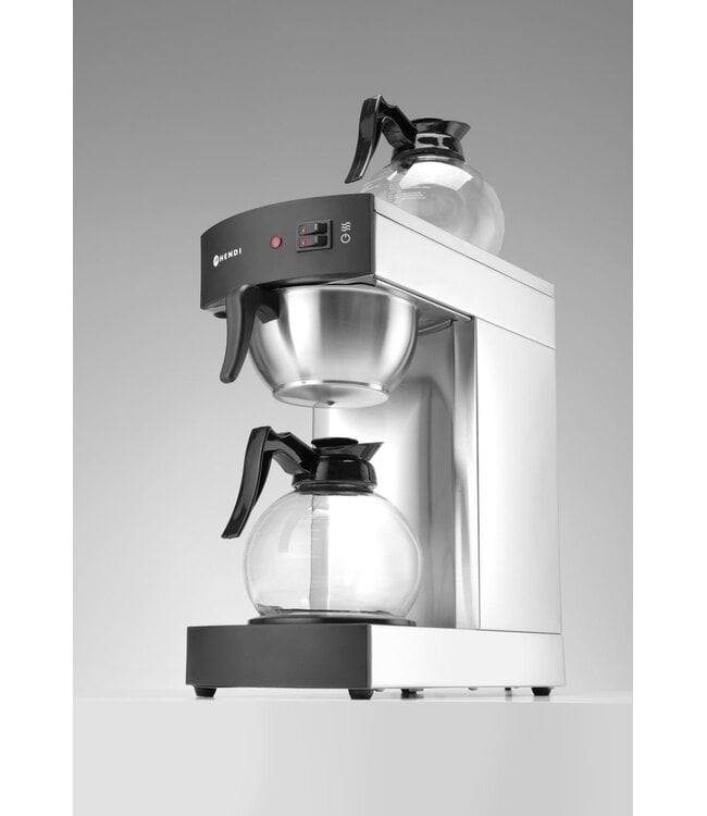 Koffiezetapparaat 220x383x(h)465 mm met 2 glaskannen 1,8 ltr 230V - Hendi