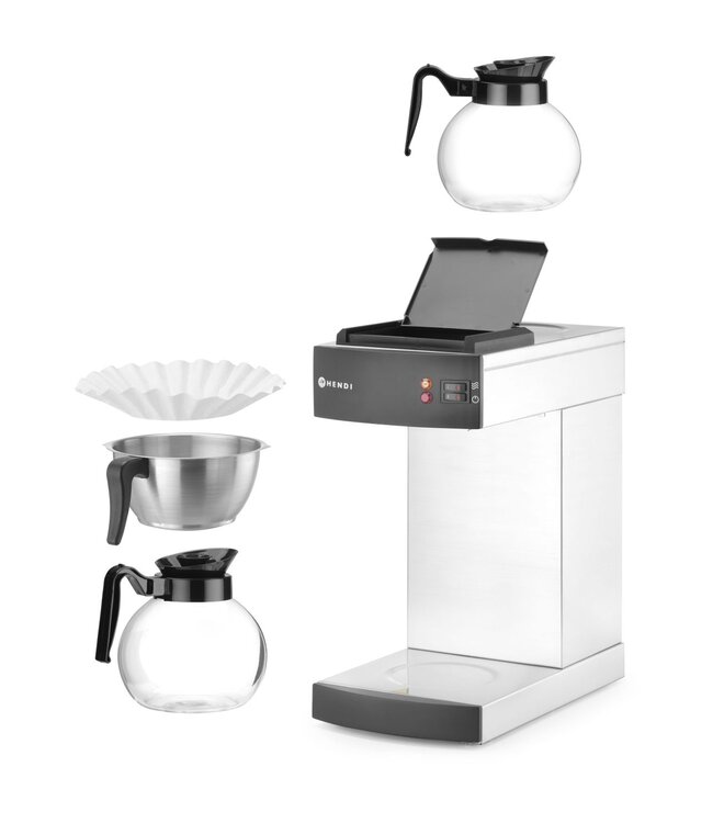 Koffiezetapparaat 220x383x(h)465 mm met 2 glaskannen 1,8 ltr 230V - Hendi