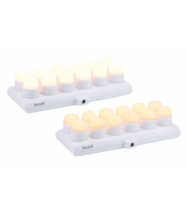Theelicht LED warm wit oplaadbaar met afstandbediening set van 12 - Securit