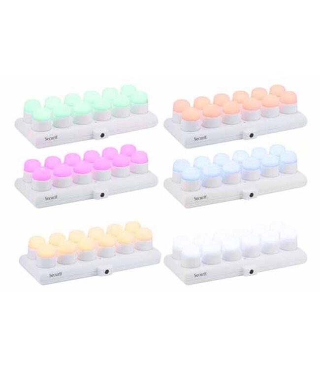 Theelicht LED multikleur oplaadbaar met afstandbediening set van 12 - Securit