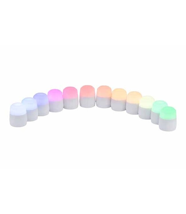 Theelicht LED multikleur oplaadbaar met afstandbediening set van 12 - Securit