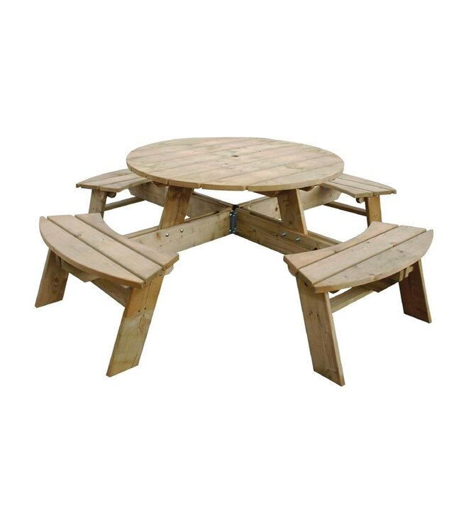 Picknicktafel rond Ø200x(h)72 cm hout max 8 personen
