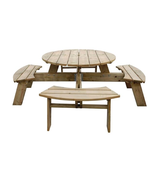 Picknicktafel rond Ø200x(h)72 cm hout max 8 personen