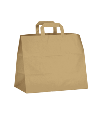 Tas papier 32/18x26 cm (b/dxh) 70gr/m² snacktas bruin platte greep | prijs & verp per 300 stuks