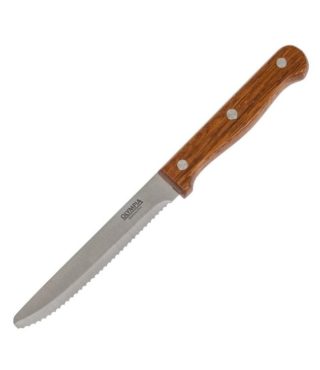 Steakmes met ronde punt hout | prijs & verp per 12 stuks