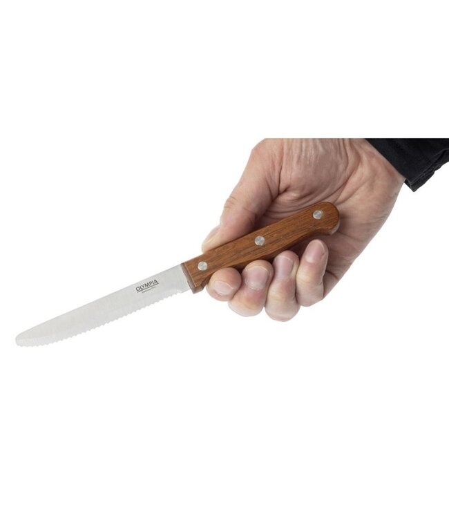 Steakmes met ronde punt hout | prijs & verp per 12 stuks