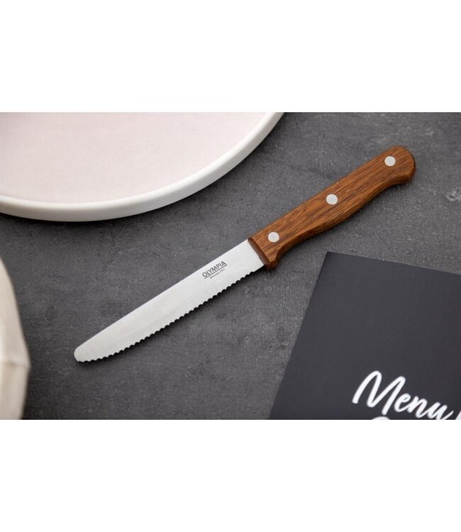 Steakmes met ronde punt hout | prijs & verp per 12 stuks