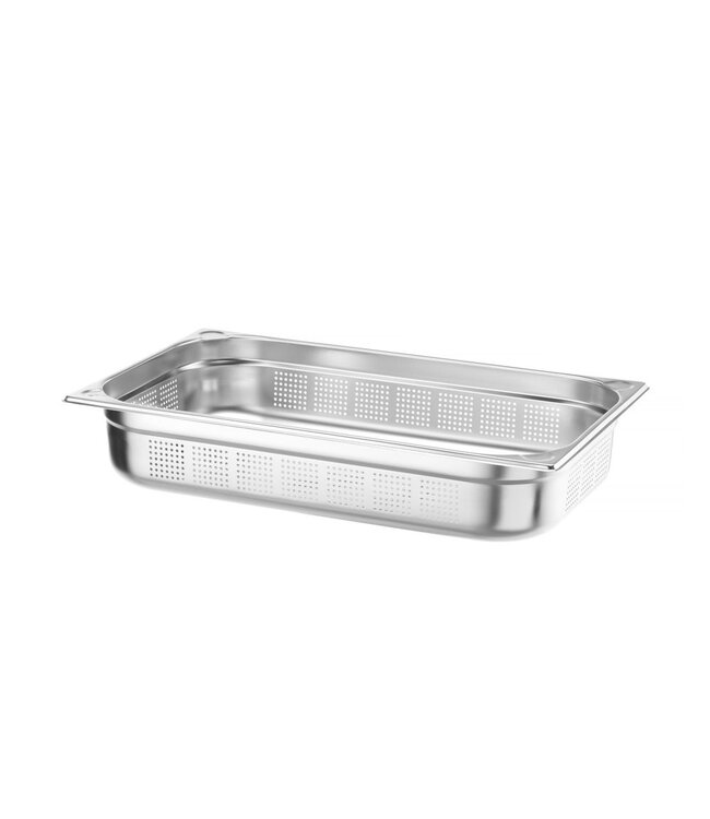 Gastronormbak rvs 1/1-100 mm diep 14 ltr geperforeerd zonder greep Kitchen Line - Hendi
