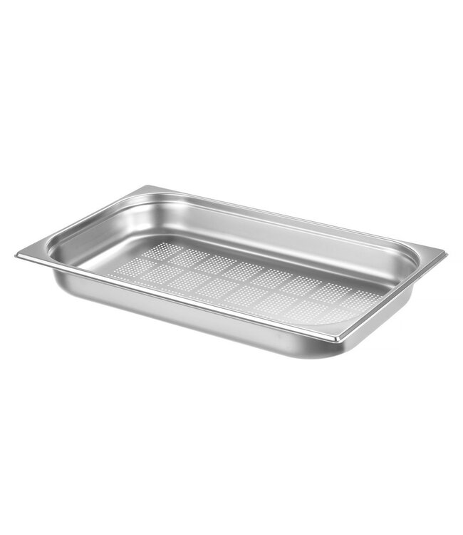 Gastronormbak rvs 1/1-065 mm diep 9 ltr geperforeerde bodem zonder greep Kitchen Line - Hendi