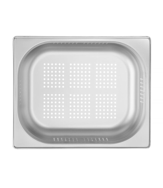 Gastronormbak rvs 1/2-100 mm diep 6,5 ltr geperforeerd zonder greep Kitchen Line - Hendi