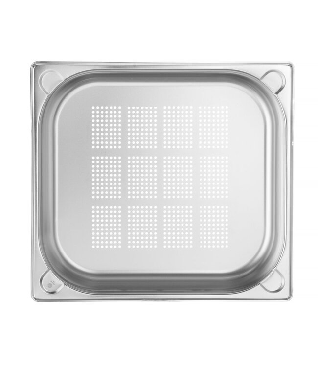Gastronormbak rvs 2/3-065 mm diep 5,5 ltr geperforeerde bodem zonder greep Kitchen Line - Hendi