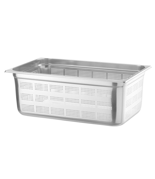 Gastronormbak rvs 1/1-200 mm diep 28 ltr geperforeerd zonder greep Profi Line- Hendi